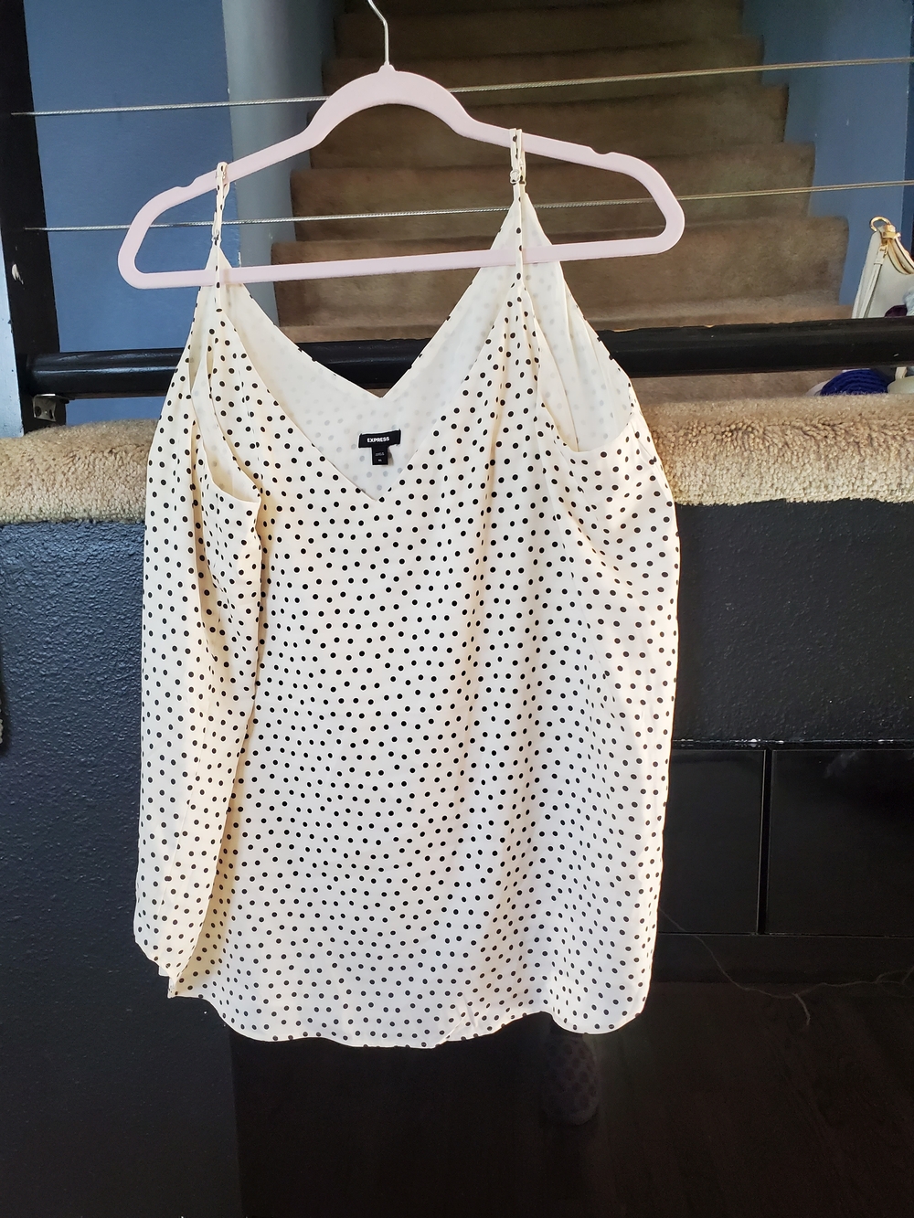 Express Cream Polka Dot Spaghetti Strap Tank